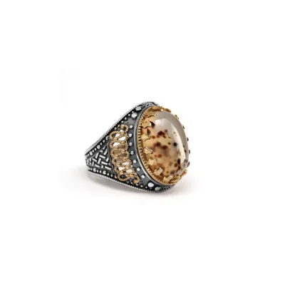 Мужское кольцо - камень агат (серебро) rch2077 Larin Silver