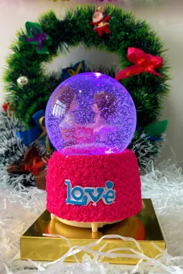 Музыкальный снежный шар a015 SHK Gift розовый