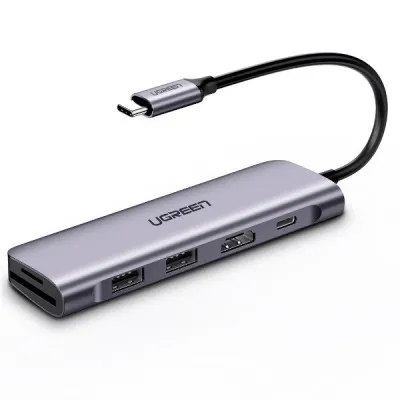 Adapter Ugreen / USB-C - HDMI + 2xUSB / 3.0 A + Kartani o'quvchi SD / TF + USB-C