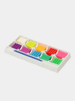 Пластилин Лео LPMCF-0110 "Играй", восковой, неоновые цвета, 120 г, 10 цветов