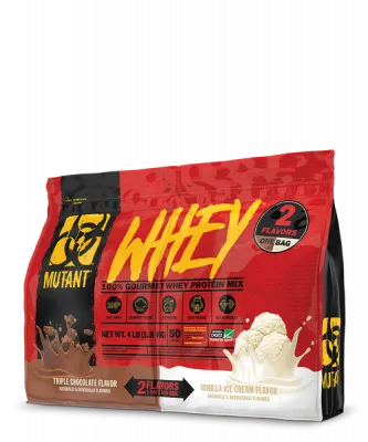 Zardob oqsili konsentrati Mutant Whey 2 Flavors bir paket 1800 g uch shokoladli va vanilli muzqaymoq