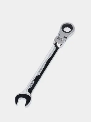 Ключ комбинированный трещоточный MTX, CrV, зеркальный хром, шарнирный, 13 мм