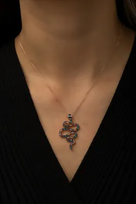 Серебряное ожерелье с кулоном змеи zm1510 Larin Silver