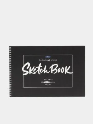 Premium АЛЬБОМ для рисования SketchBook 20л А4ф блок из черной бумаги 160г/кв.м жесткая