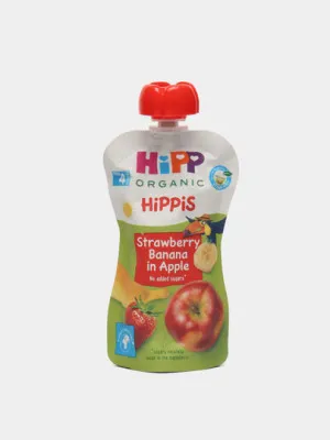 Детское пюре HiPP Organic, земляника, банан, яблоко, 100 г