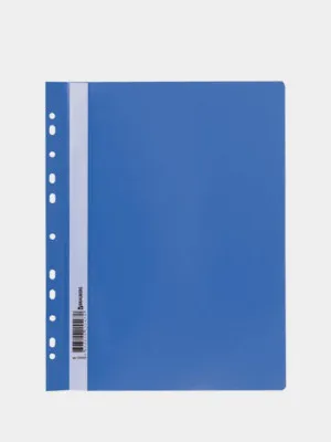 Папка-cкоросшиватель Hatber, 140/180 мкм, синяя, пластиковая, прозрачный верх, А4ф