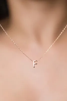 Серебряное ожерелье с буквой F в обьёме 3d pp001l Larin Silver