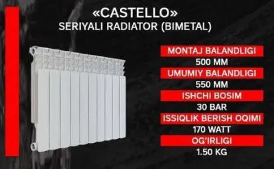 Биметаллический радиатор AKFA "Castello" 50 см