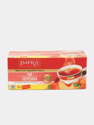 Чёрный чай IMPRA Персик, 2*25+5 шт