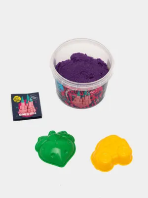 Пластилин песочный Lori, фиолетовый, с формочками, 500 гр