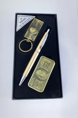 Подарочный набор - брелок, ручка, зажигалка доллар a022 SHK Gift