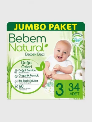 Детские подгузники Bebem Natural №3, 34 шт