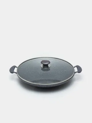 Гранитная сковорода с выпуклым днищем, 34 см, серый
