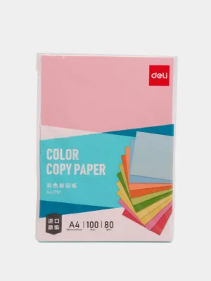 Бумага цветная А4 Deli 7757, 100 листов