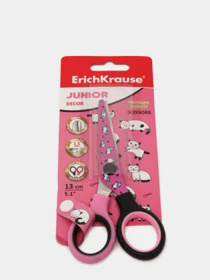 Ножницы ErichKrause Junior Decor Cats с принтом на лезвиях, 13см (в блистере по 1 шт.)