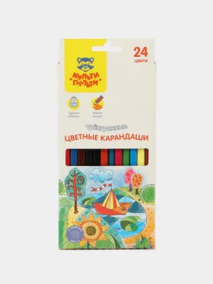 Карандаши цветные Мульти-Пульти Невероятные приключения, 24 цвета, трехгранные