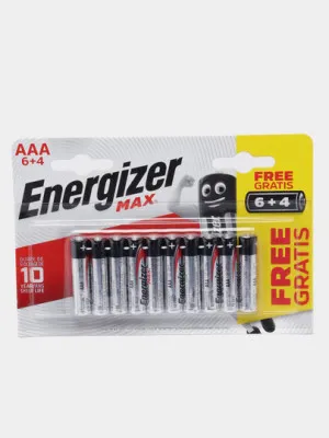 Батарейки Energizer Max Alkaline AAA BP10 6+4 E301534100, 6+4 шт