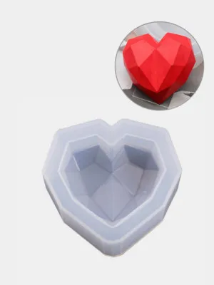 Силиконовая форма "Граненное сердце" для заливки эпоксидной смолой