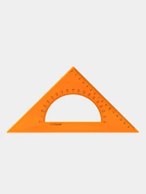 Треугольник с транспортиром СТАММ NEON Cristal, 16см, 45 градусов, оранжевый