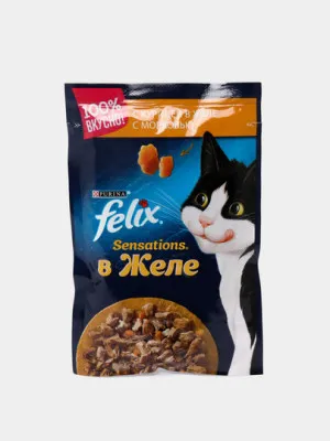 Корм для кошек Felix Sensations, говяжье желе, 85 г