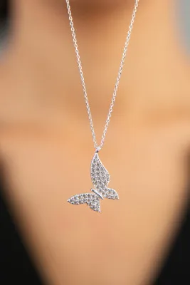 Женское серебряное ожерелье, модель: бабочка fa182165 Larin Silver