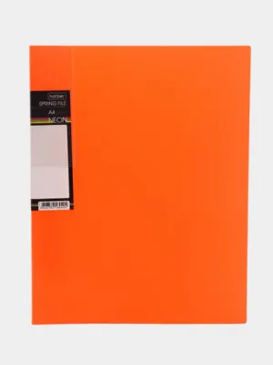 Папка пластиковая DIAMOND NEON А4ф, с пружинным скоросшивателем, оранжевая, 17 мм, 700 мкм