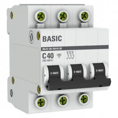 Автоматический выключатель 3P 40А (C) 4,5кА ВА 47-29 Basic