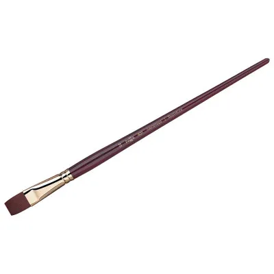 Кисть художественная, синтетика бордовая, Гамма "Вернисаж", плоскоовальная, длинная ручка №22
