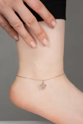 Ножной серебряный браслет в форме цветка Larin Silver