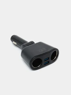 Разветвитель прикуривателя, поворотный + 2 USB, 3.1А