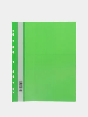 Папка-cкоросшиватель Hatber, пластиковая, зеленая, А4, 140/180мкм
