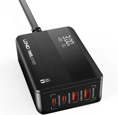 Домашнее зарядное устройство LDNIO (A4808Q) 2USB + 2 Type-C 65 Вт + кабель Micro Black