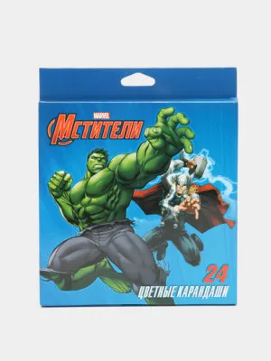 Карандаши цветные VK, Marvel Мстители, в картонной упаковке, 24 цвета