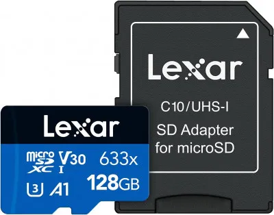 Карта памяти Lexar 633x 128 ГБ microSDHC UHS-I + SD adapter