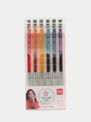 Ручки гелевые Deli A123, 0.5 мм, 6 цветов