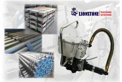 Пневматический инструмент LSKZ 32 для обвязки изделий стальной упаковочной лентой посредством обжима стальных скоб.