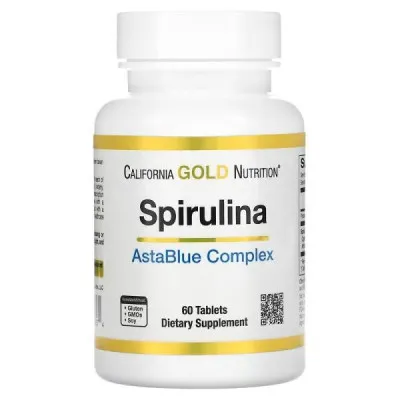Спирулина, Spirulina AstaBlue Complex, California Gold Nutrition, 60 таблеток