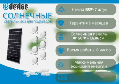 Solar panel Солнечные светильники с датчиками движения  100вт -7шт IP65