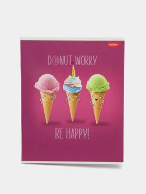 Тетрадь Hatber "Donut Worry Be Happy", в клетку, 48л, А5ф, 65г/кв.м