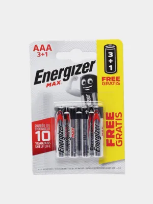 Батарейки Energizer Max Alkaline AAA, 3 + 1 шт