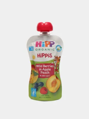 Детское пюре HIPP, лесные ягоды, персик, яблоко, 100 г