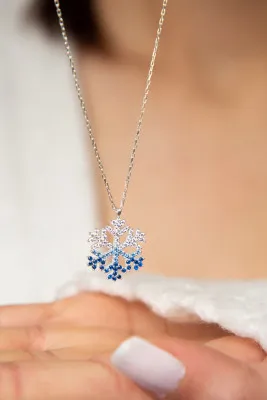 Женское серебряное ожерелье, модель: снежинка pp4250 Larin Silver