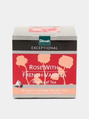Чёрный чай Dilmah, с розой и ванилью, 20х2гр