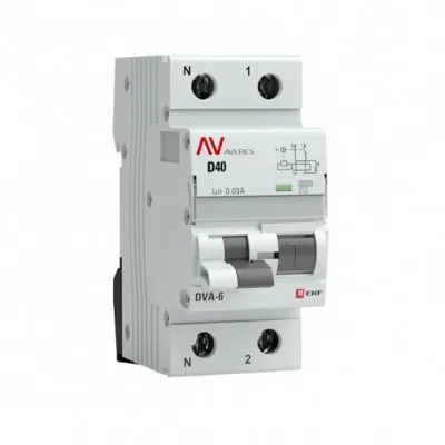 Дифференциальный автомат DVA-6 1P+N 40А (D) 30мА (AC) 6кА EKF AVERES