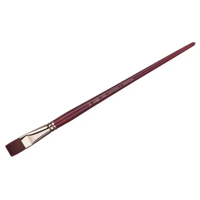 Кисть художественная, синтетика бордовая, Гамма "Вернисаж", плоская, длинная ручка №24