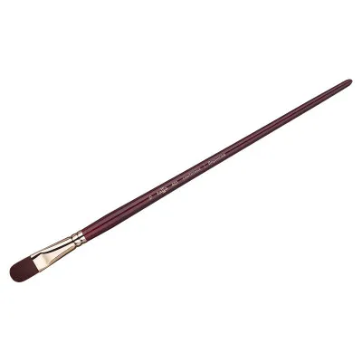 Кисть художественная, синтетика бордовая, Гамма "Вернисаж", плоскоовальная, длинная ручка №16