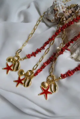 Ожерелье, модель: коралловая звезда и ракушка ti045 Mori