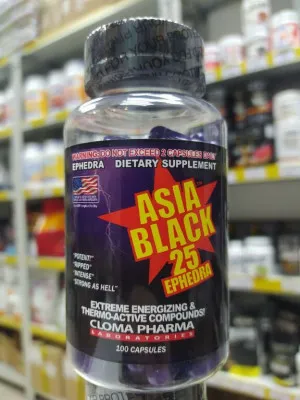 Yog 'yoqilg'isi Cloma Pharma Asia Black 25 mg efedra (100 kapsula)