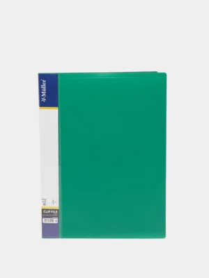Папка Muller, пластиковая, с длинным прижимом, А4, зеленая