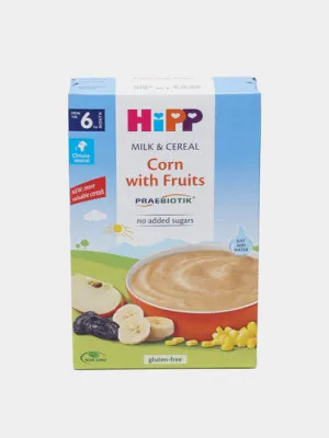 Детская молочная кукурузная каша HIPP Milk Pap  c фруктами, 250 гр